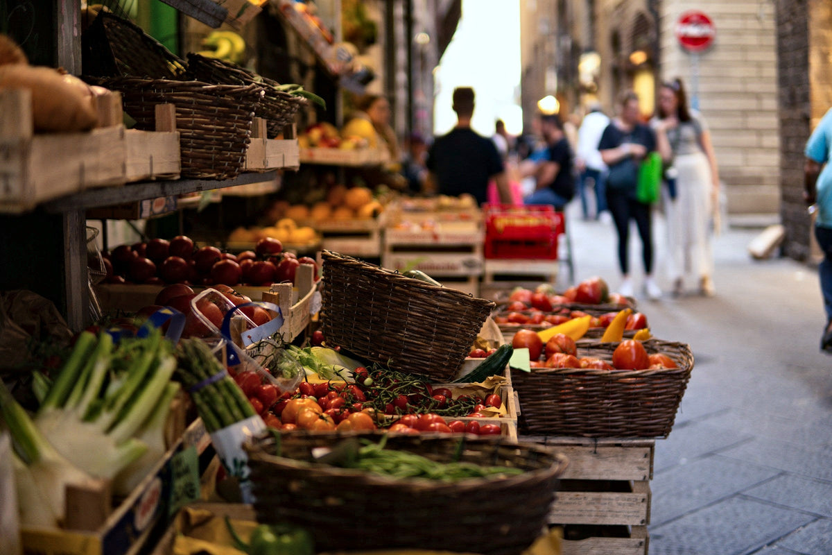 Fresh produce on a street in the old town