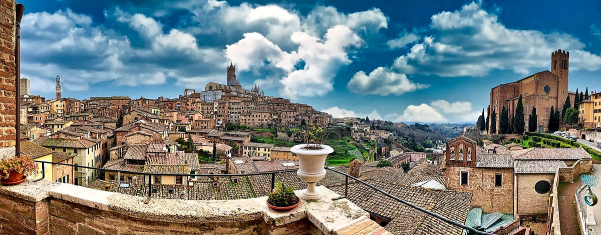 Panorama of Siena from the terrace of Albergo Bernini, San Domenico on the right