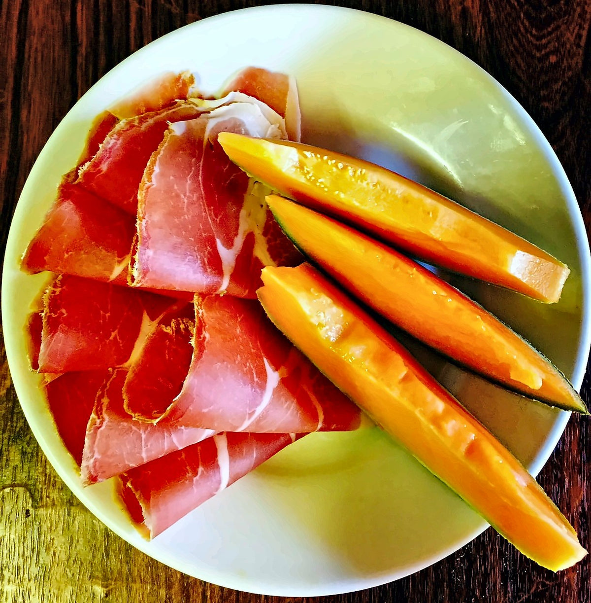 Prosciutto with melon at Antica Trattoria Papei