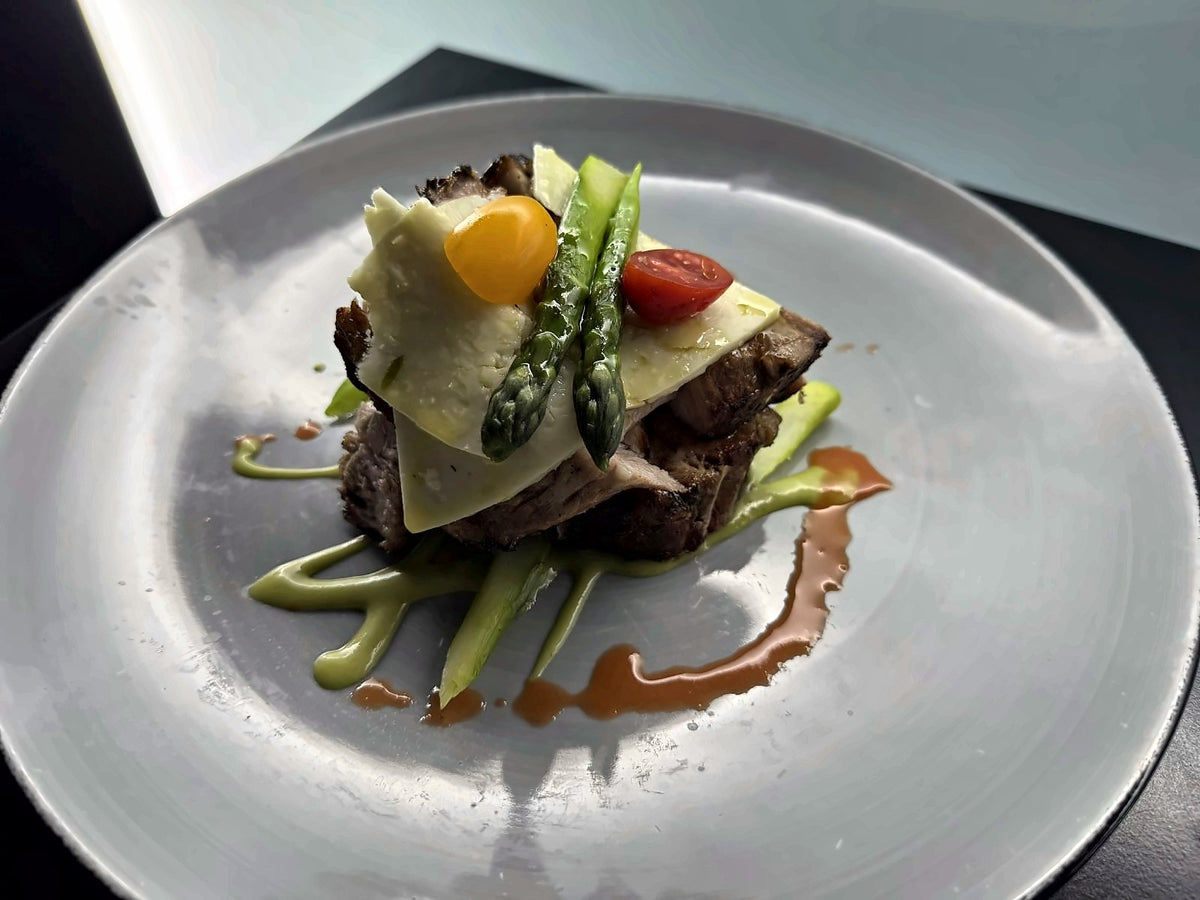 Beef fillet with asparagus and quail egg at Casato Ristorante Wine Bar