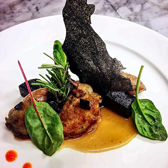 Quail with black polenta at Compagnia dei Vinattieri