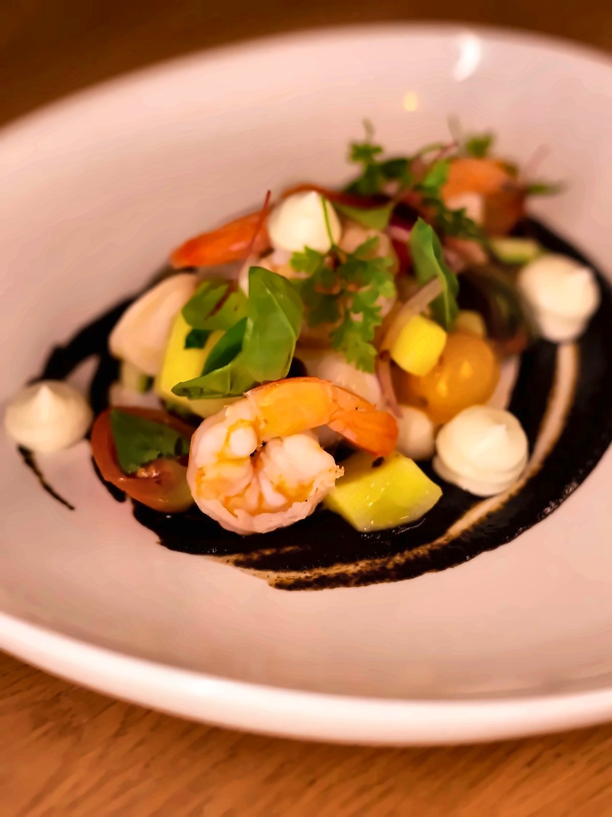 Prawns with squid-ink sauce at Bottega Moderna Bistrot