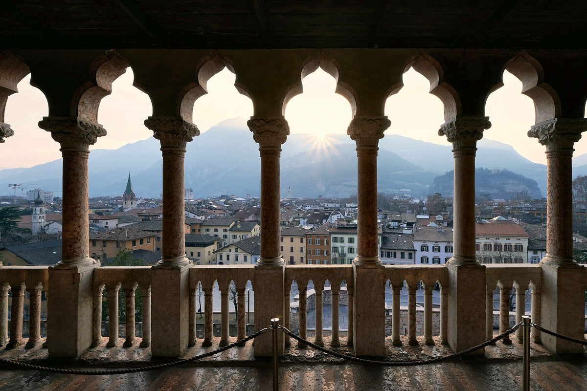 Venetian loggia of Castello del Buonconsiglio looking over the rooftops