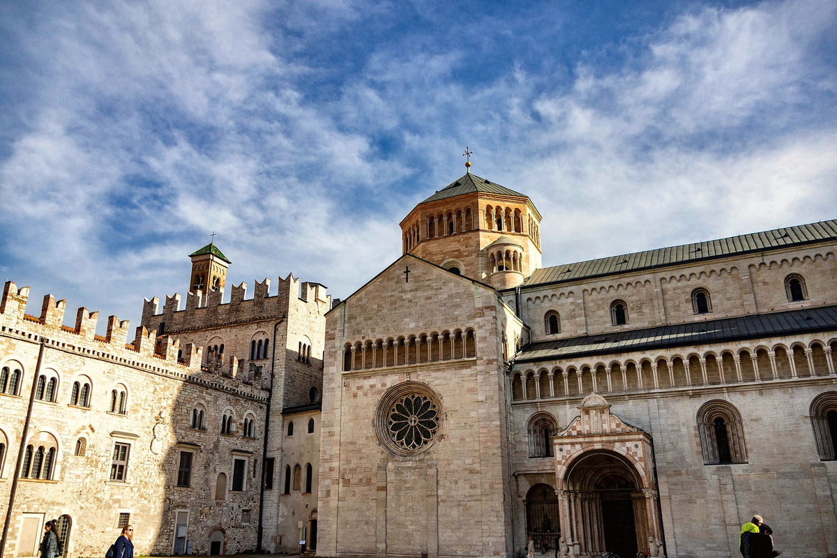 Trento Cathedral and the crenellated Palazzo Pretorio on Piazza Duomo