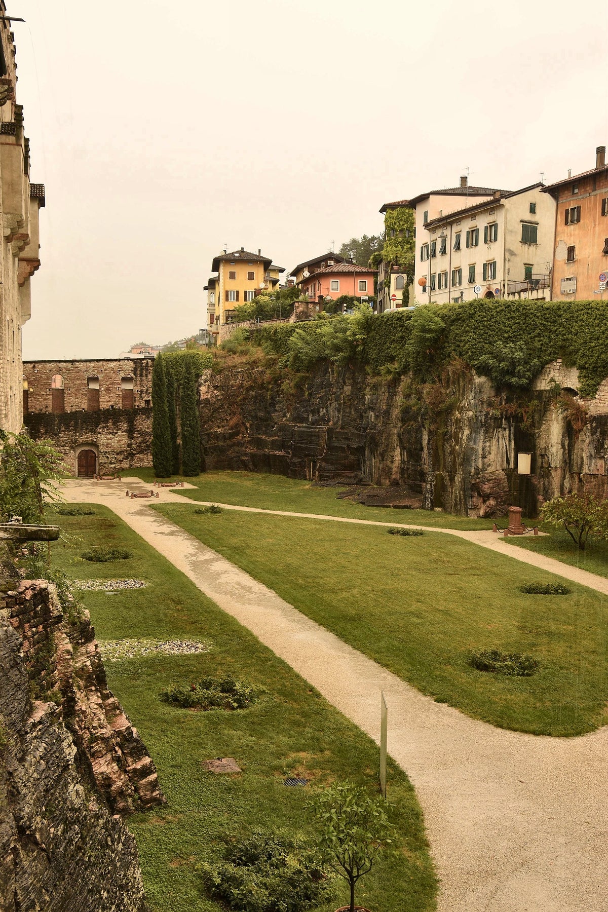 Historic terraced gardens in spring