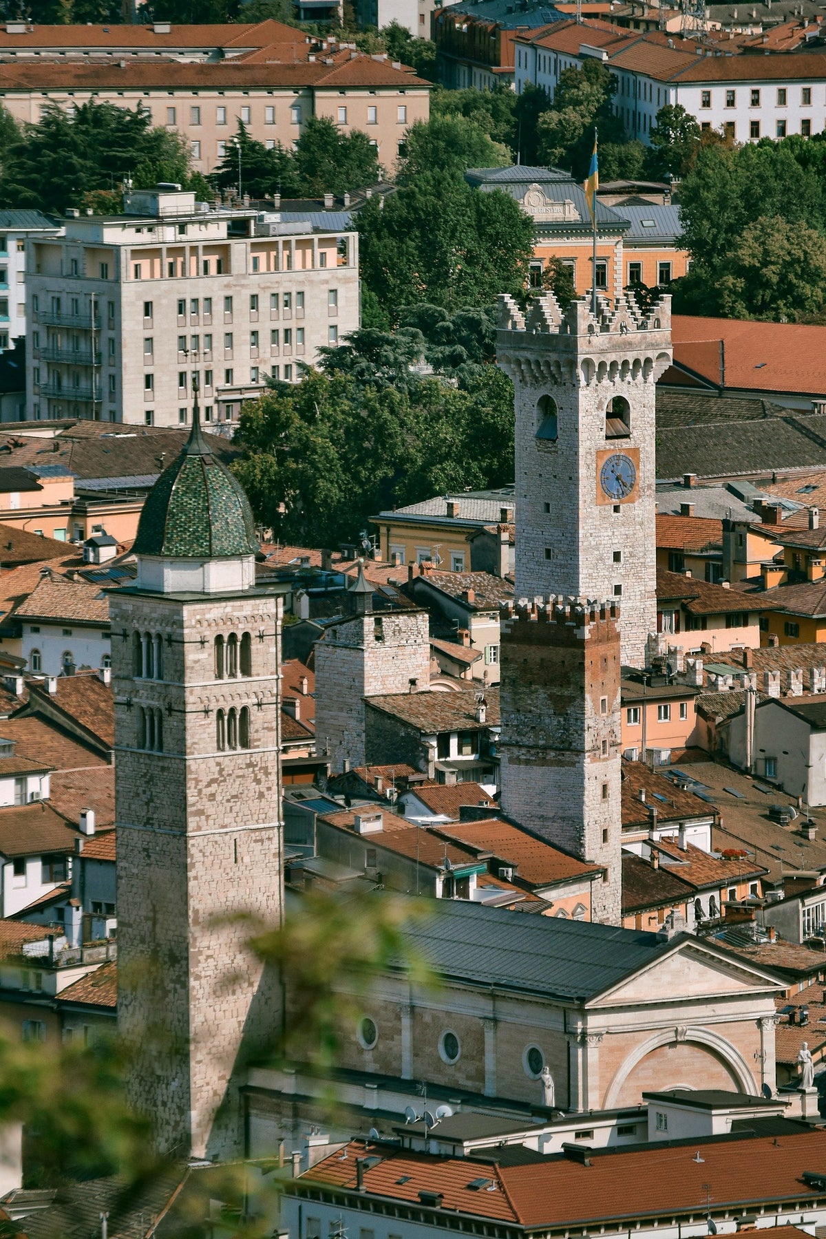 Towers and red roofs of the old town seen from above