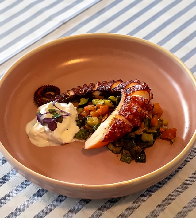 Grilled octopus with vegetables at Navigando