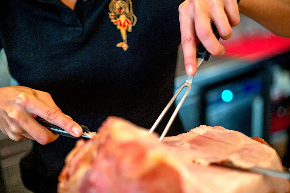Ham carved by hand at Trattoria da Giovanni