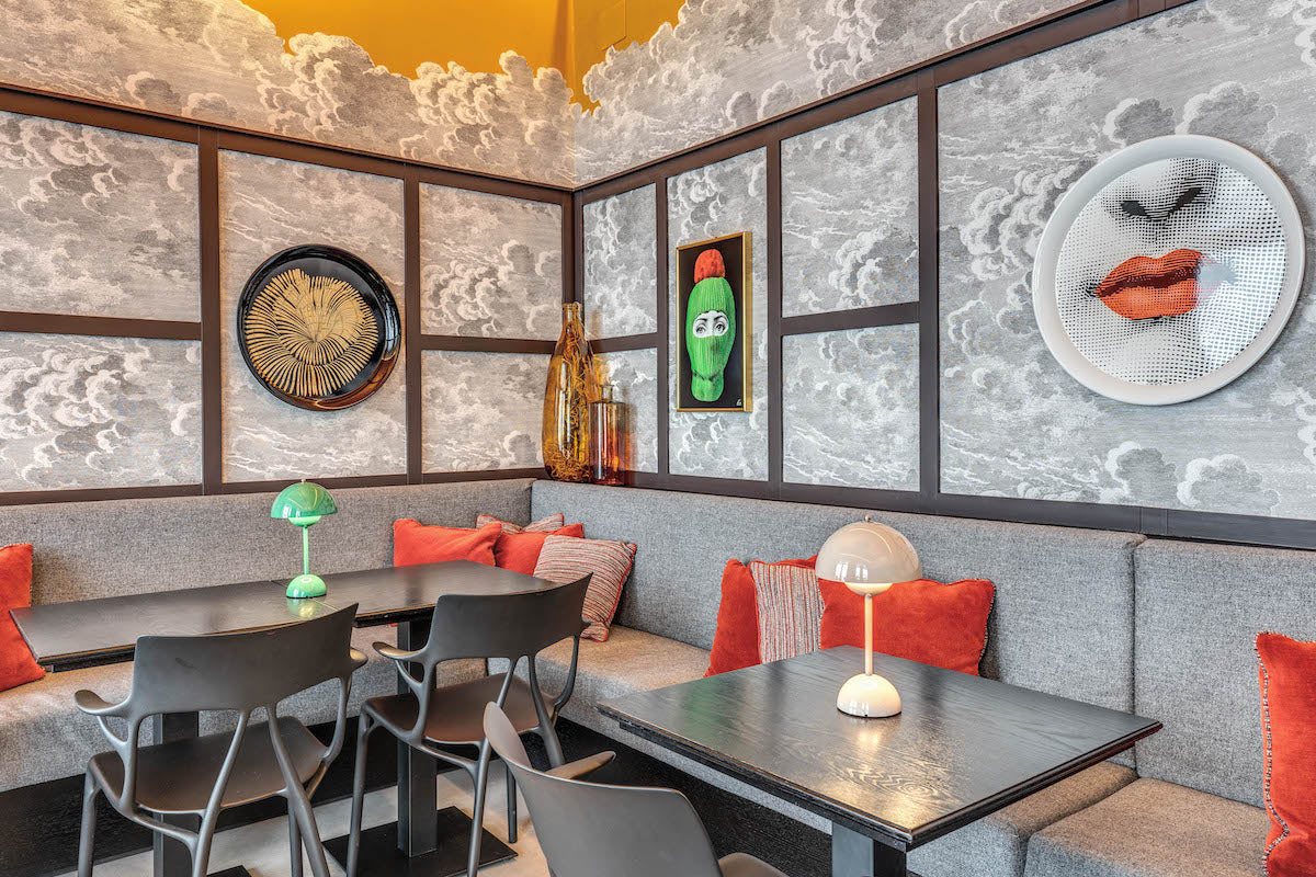 Banquette seating at Bottega Comacini