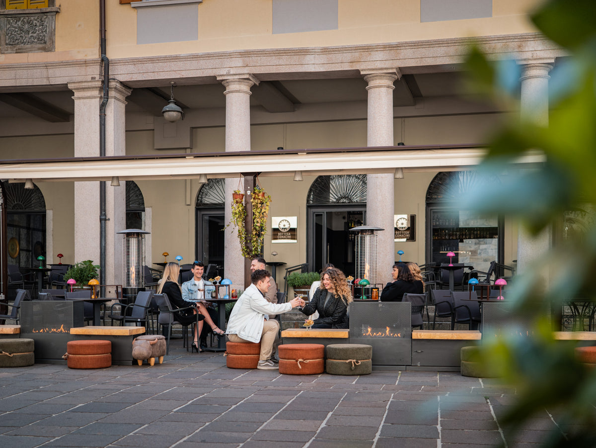 The arcaded terrace of Bottega Comacini