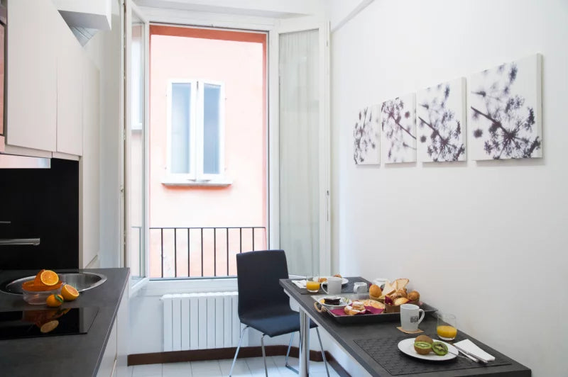 Kitchen of the La Corte apartment at Phi Hotel Bologna