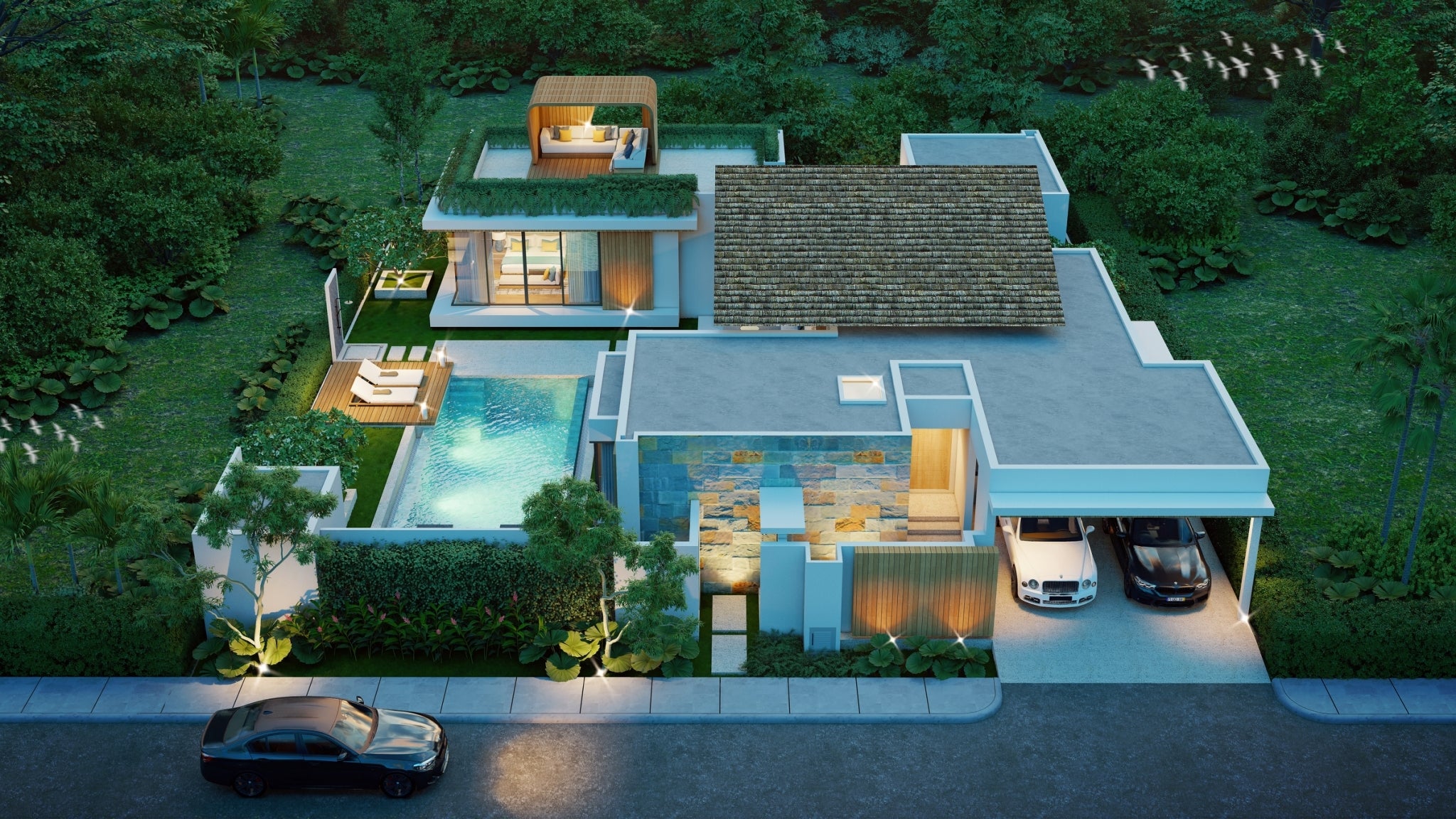 Luxury Private Pool Villa With Rooftop Garden