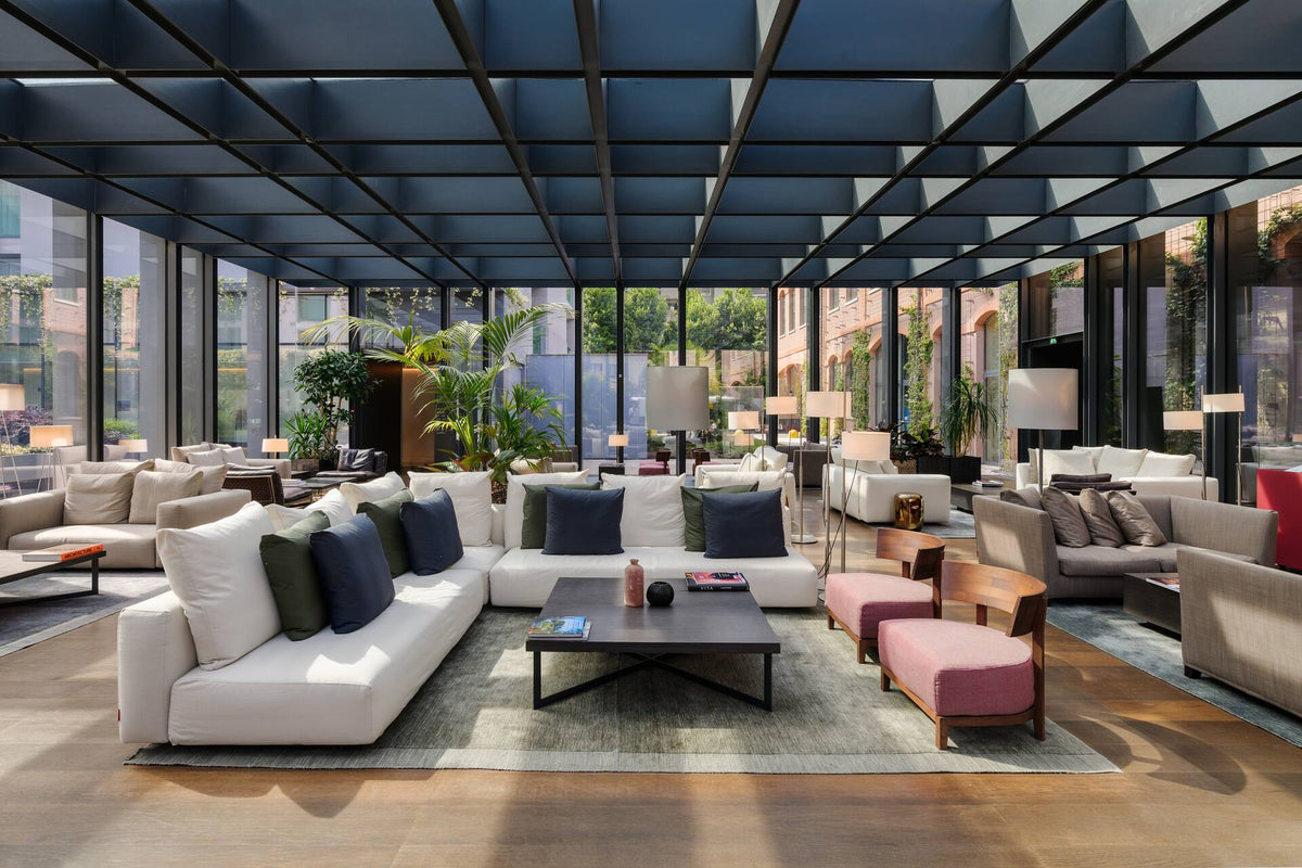 The lobby lounge at Hilton Lake Como