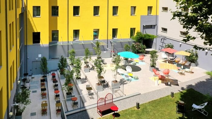 The courtyard at 21 House of Stories Città Studi