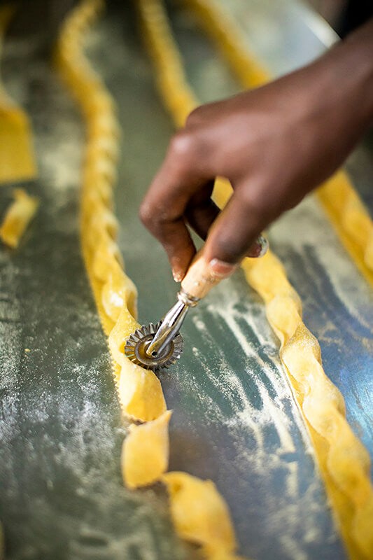 Fresh pasta being made at Erba Brusca