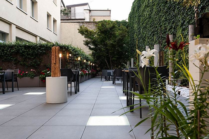 The garden at Hotel Milano Castello