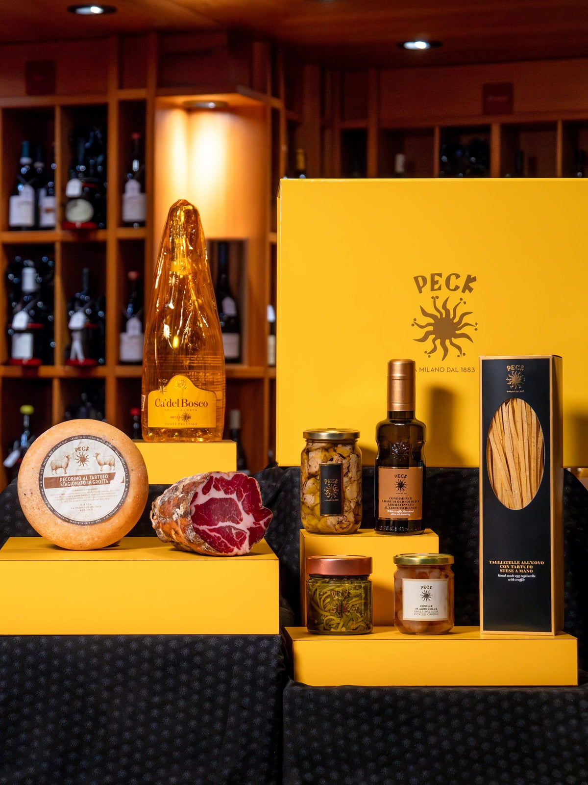 Wine and delicatessen products at Peck