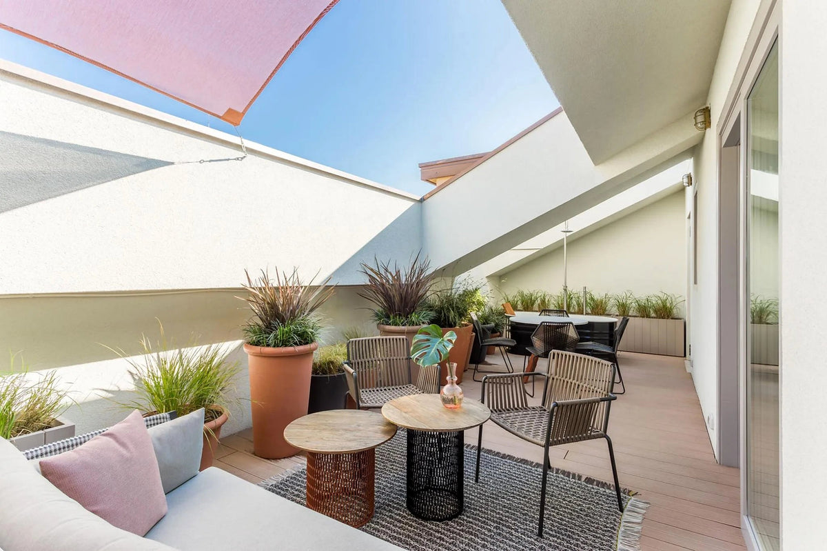 The private terrace of the Terrace with Attic room at Room Mate Giulia