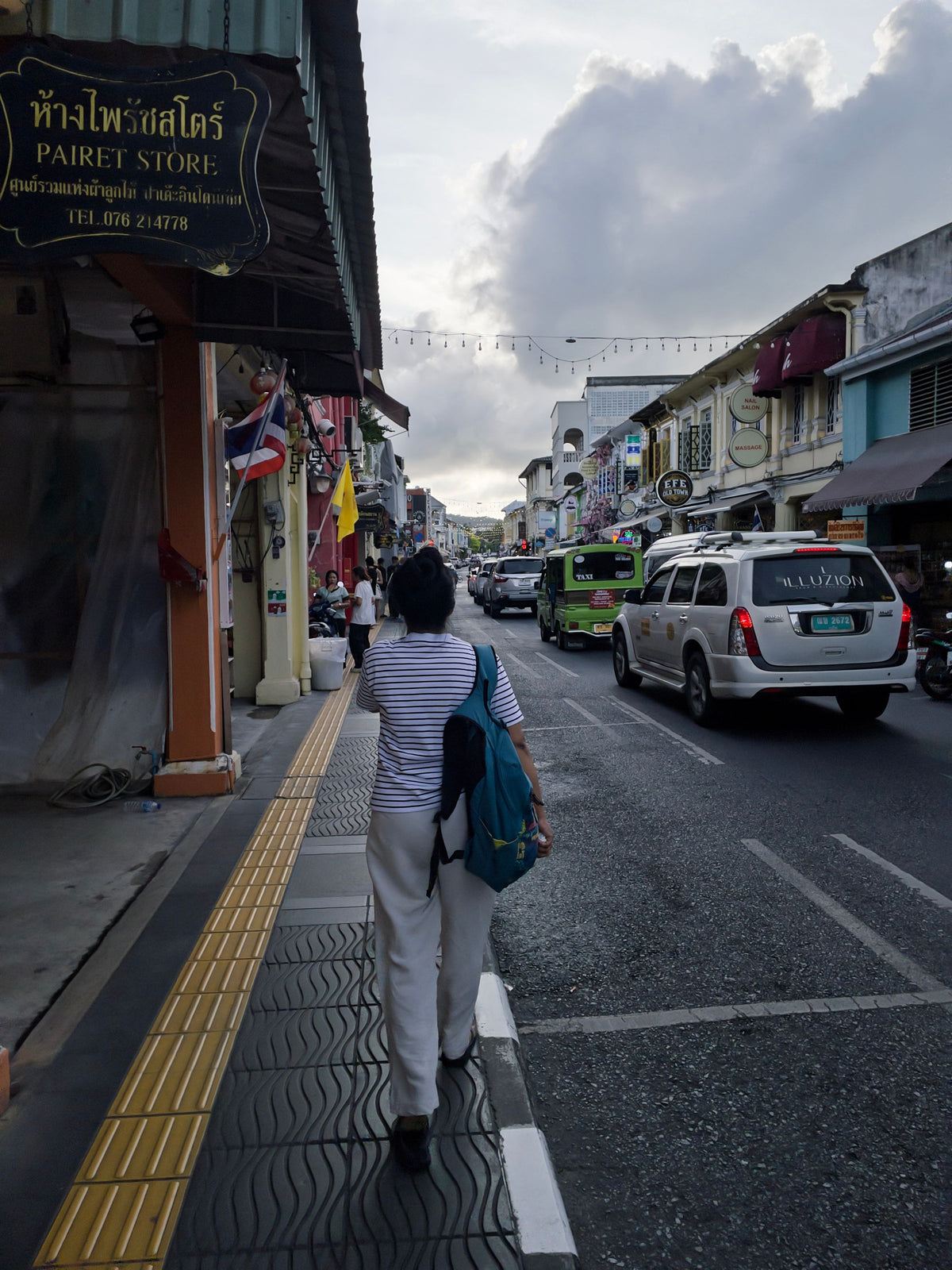 Pedestrian on a shophouse street in Phuket Town