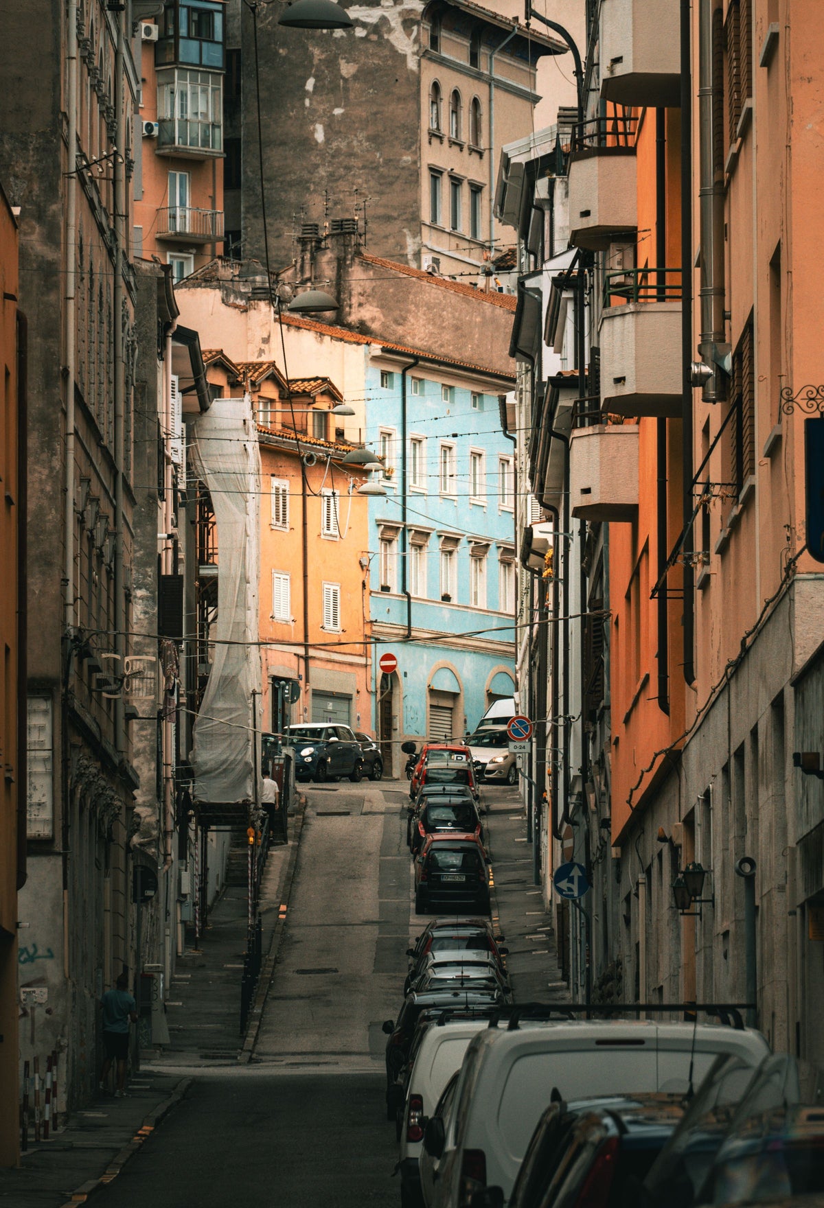 A steep street in the old town