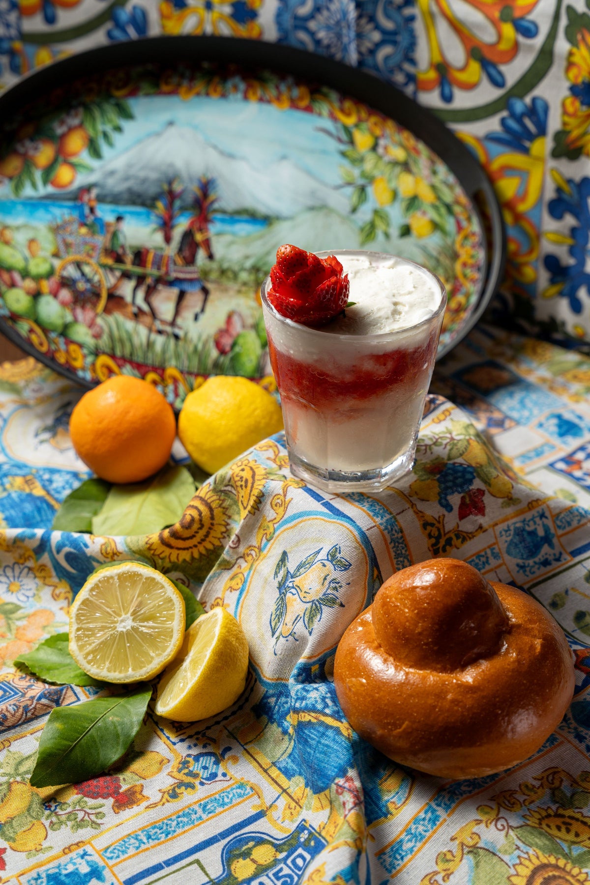 Granita with cream and a brioche col tuppo