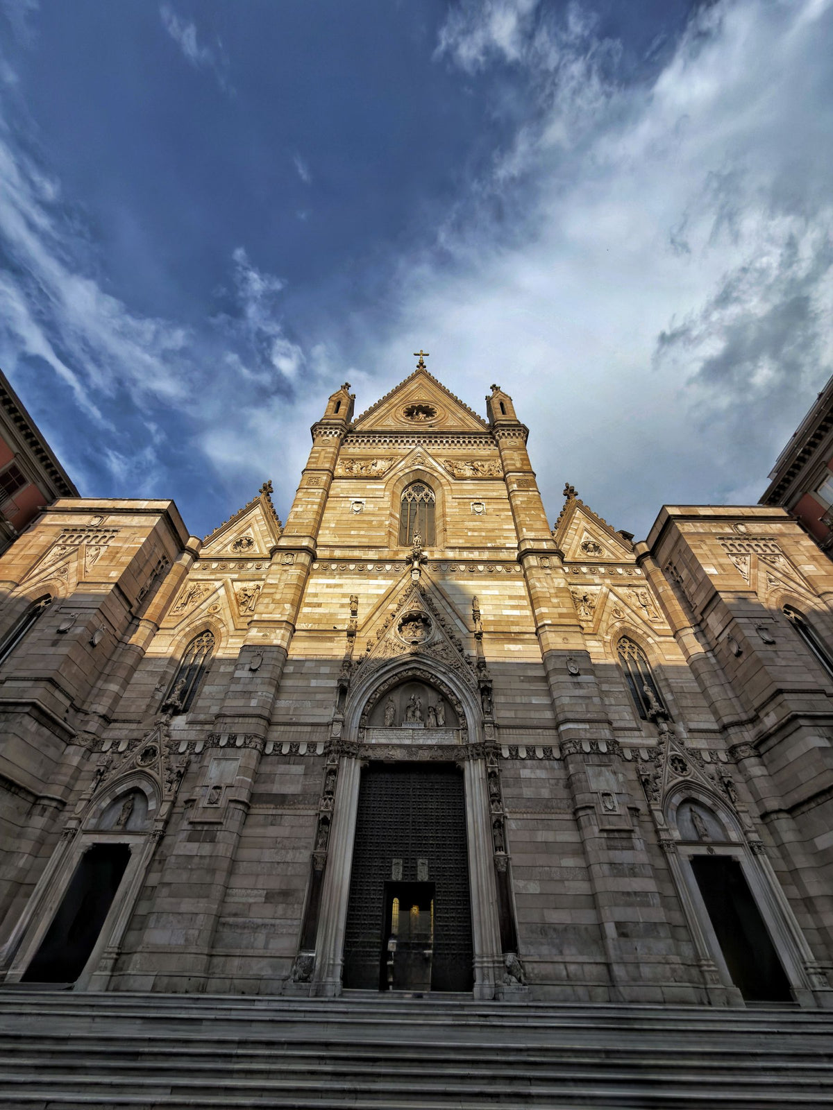 The Gothic facade of Naples Cathedral