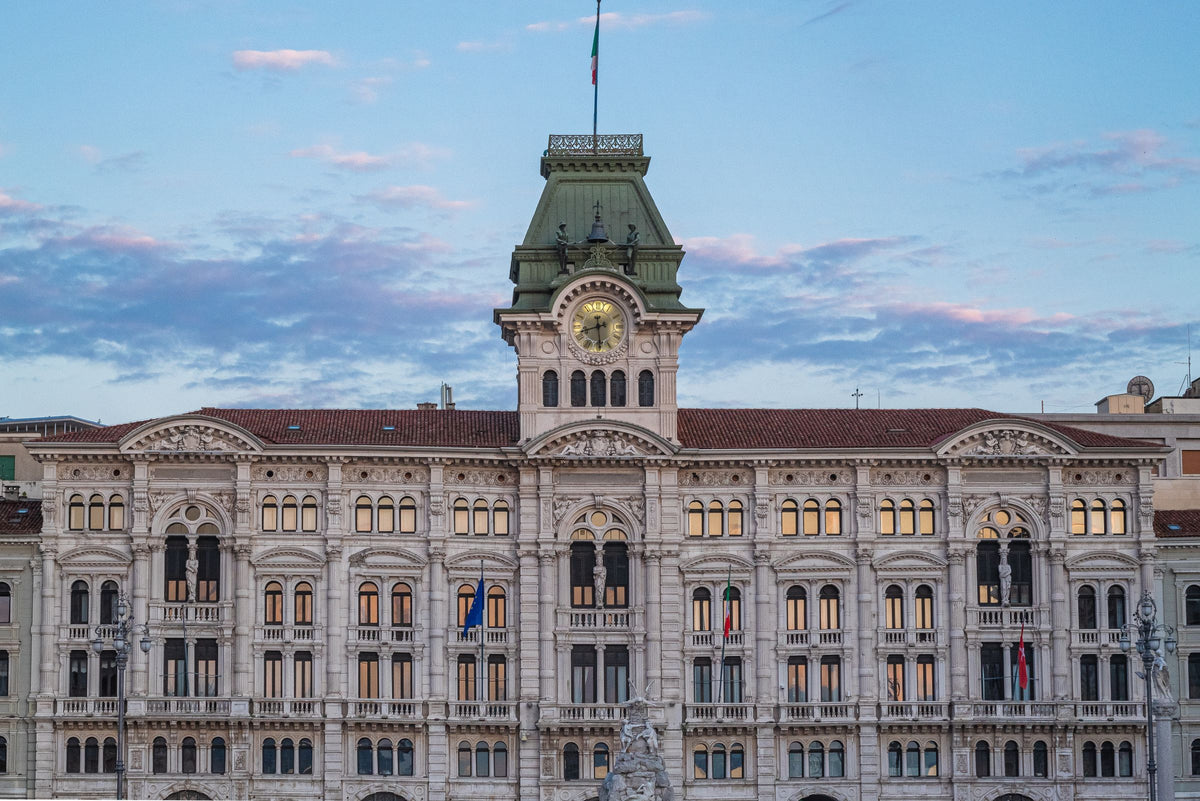 Trieste Town Hall at dusk