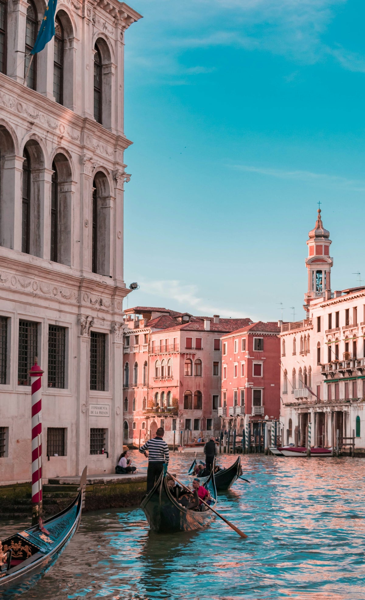 Narrow canal between buildings in Venice