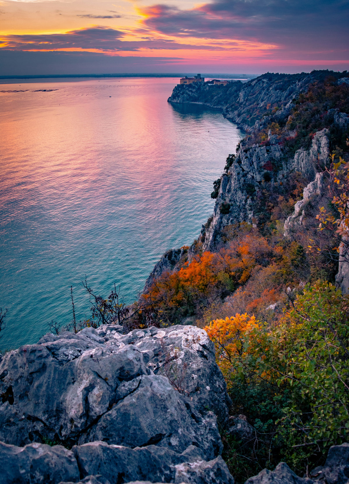 Sunset over the Duino cliffs