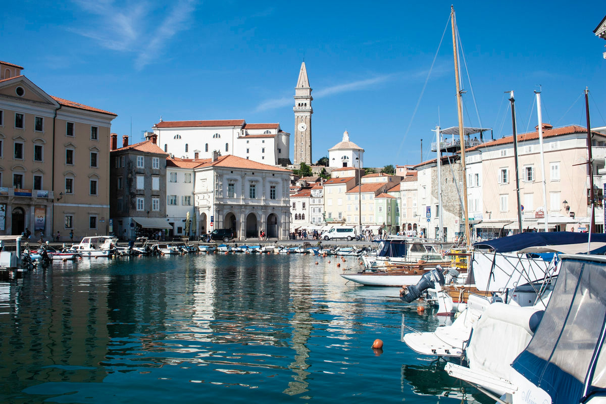 Piran harbour and bell tower