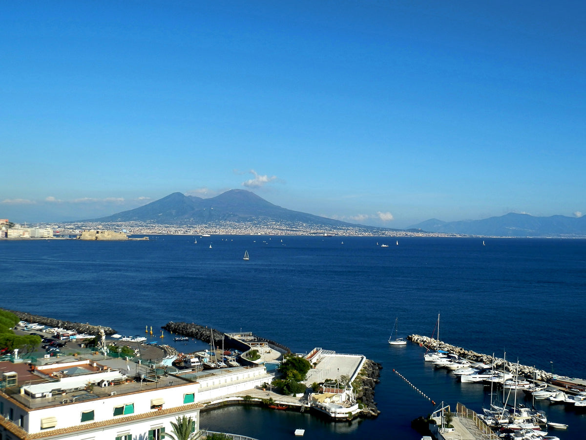 The bay and Vesuvius from the hill above the Mergellina waterfront