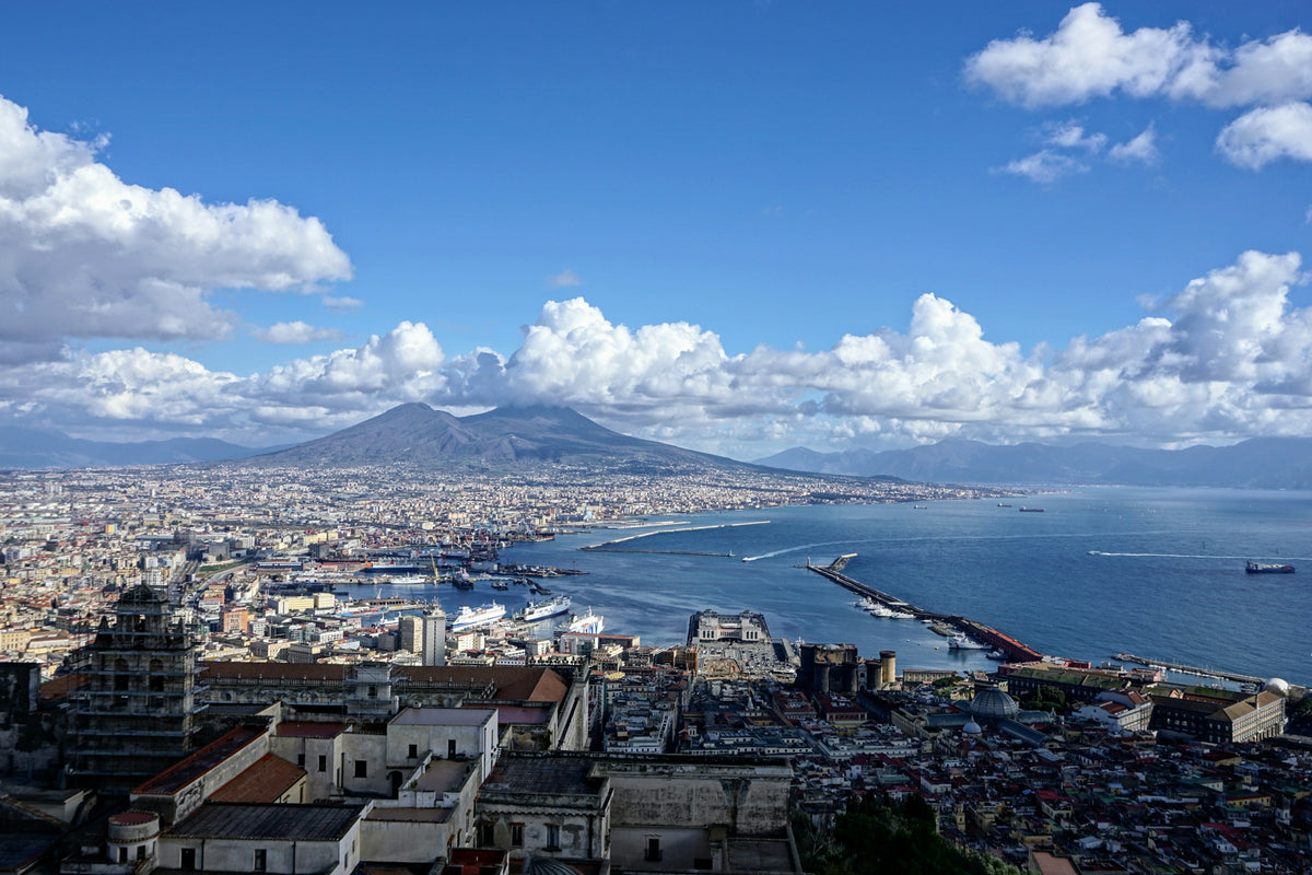 Naples, its port and Vesuvius seen from the Vomero hill