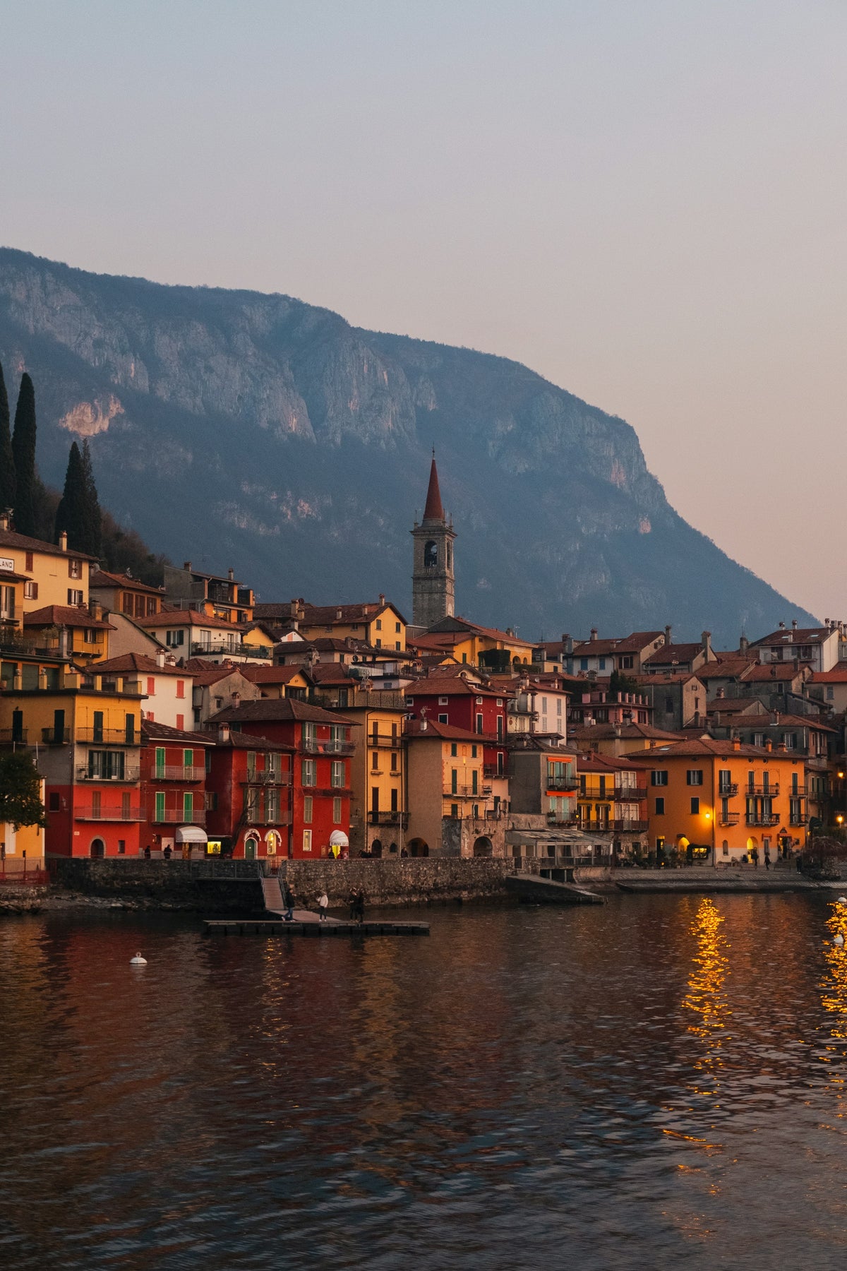 Varenna's waterfront buildings on Lake Como