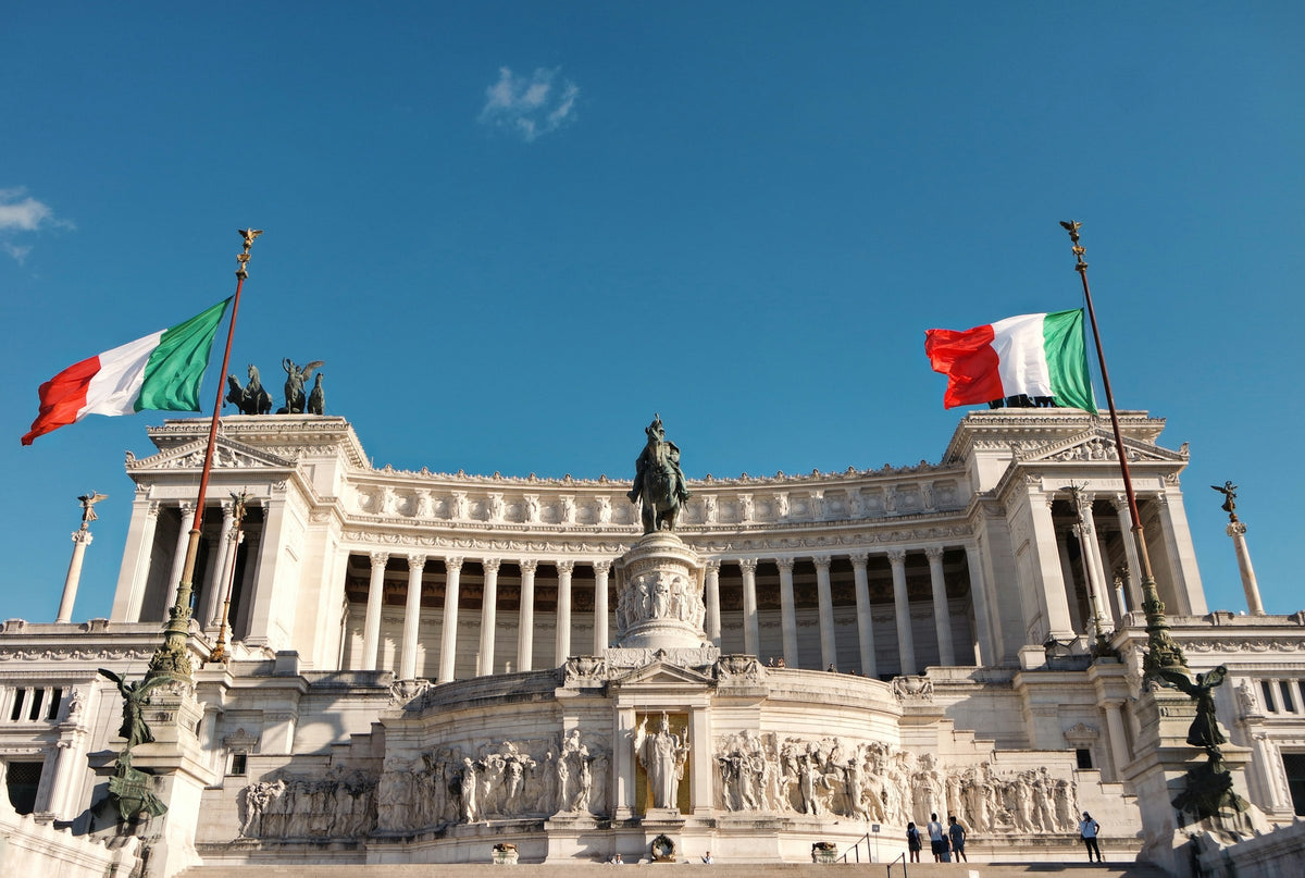 The Vittoriano on Piazza Venezia, flying the Italian flag