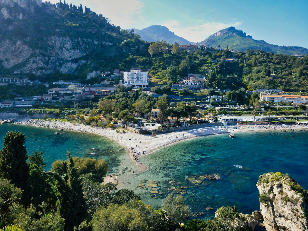 Isola Bella and its sandbar below Taormina