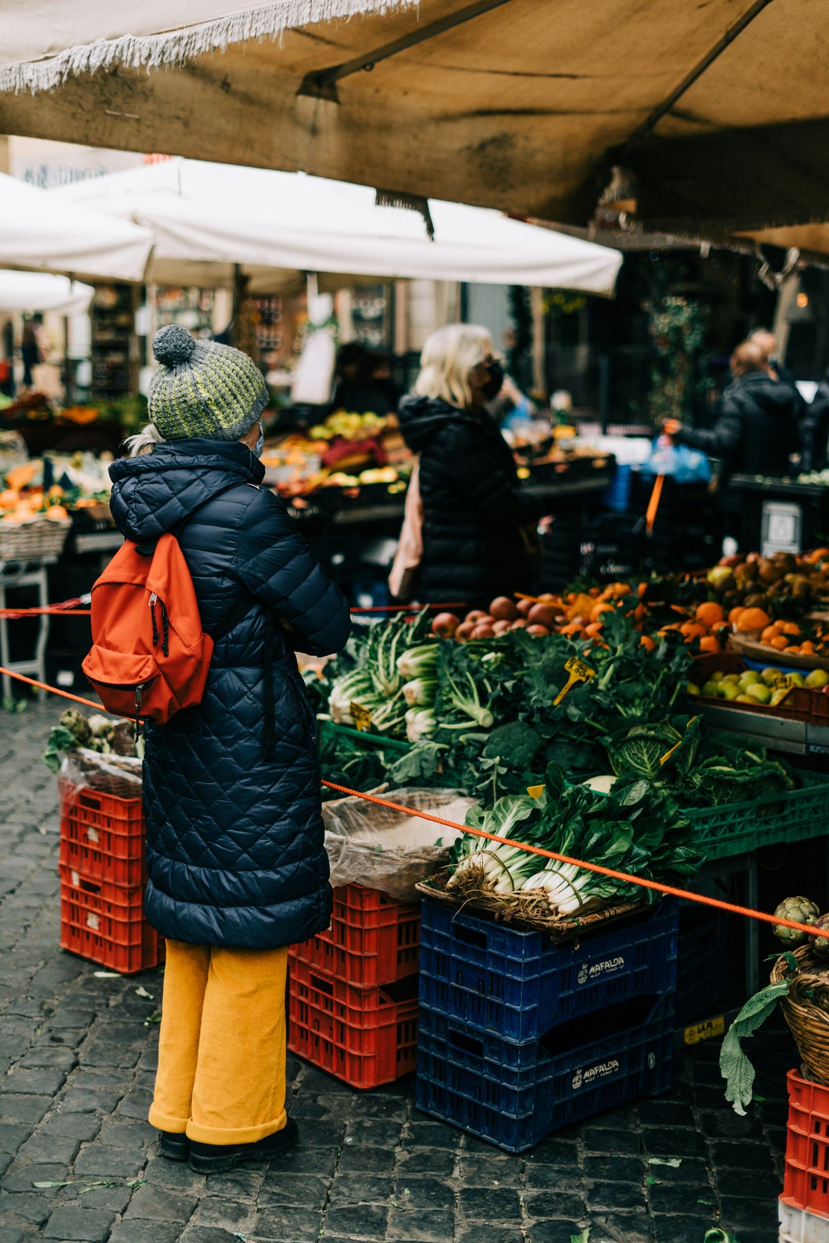Shopping for vegetables at the Campo de' Fiori market