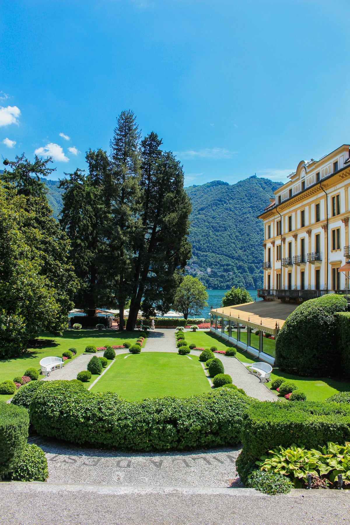 Villa d'Este in Cernobbio seen through the trees