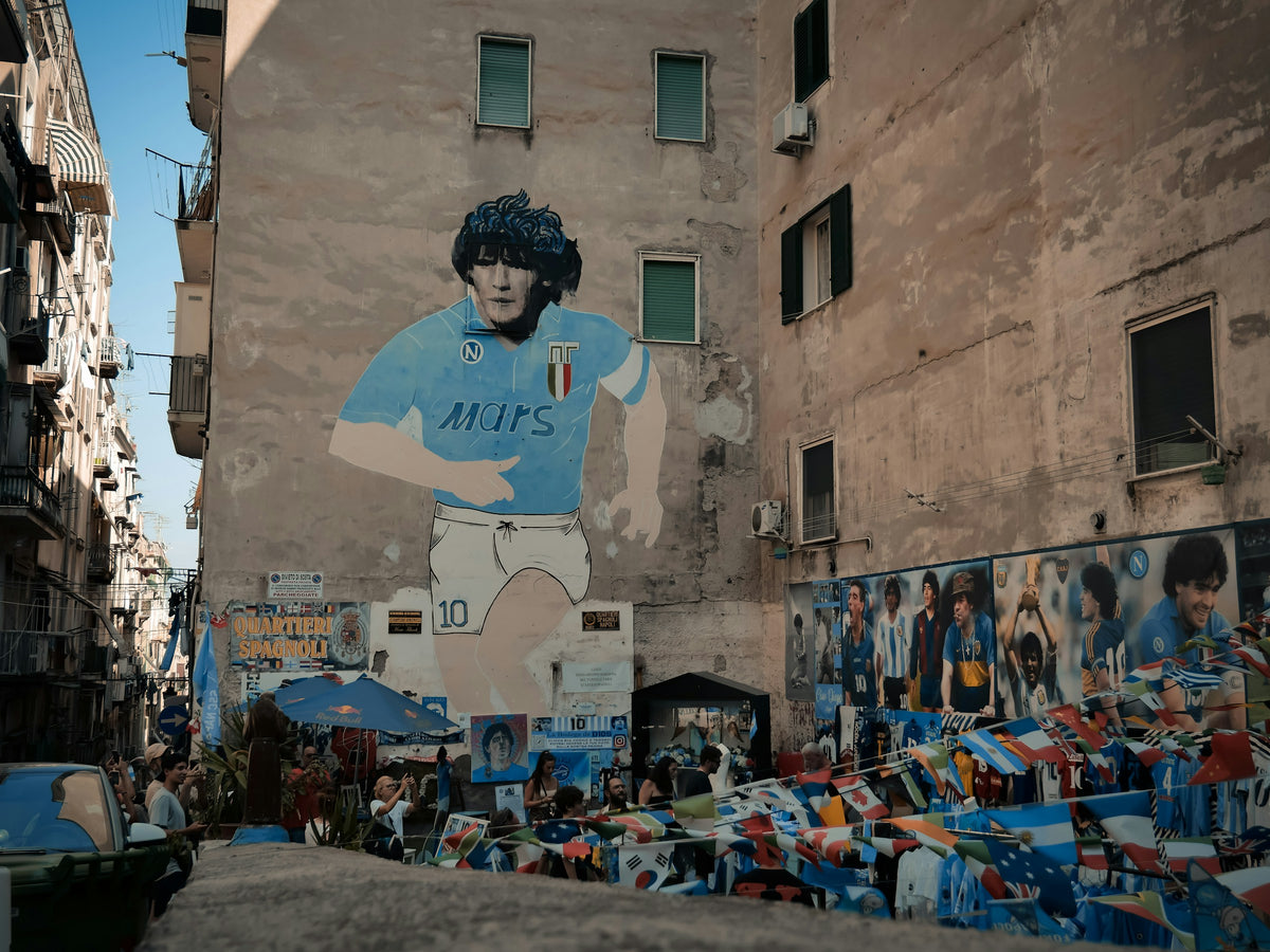 The Maradona mural in the Quartieri Spagnoli