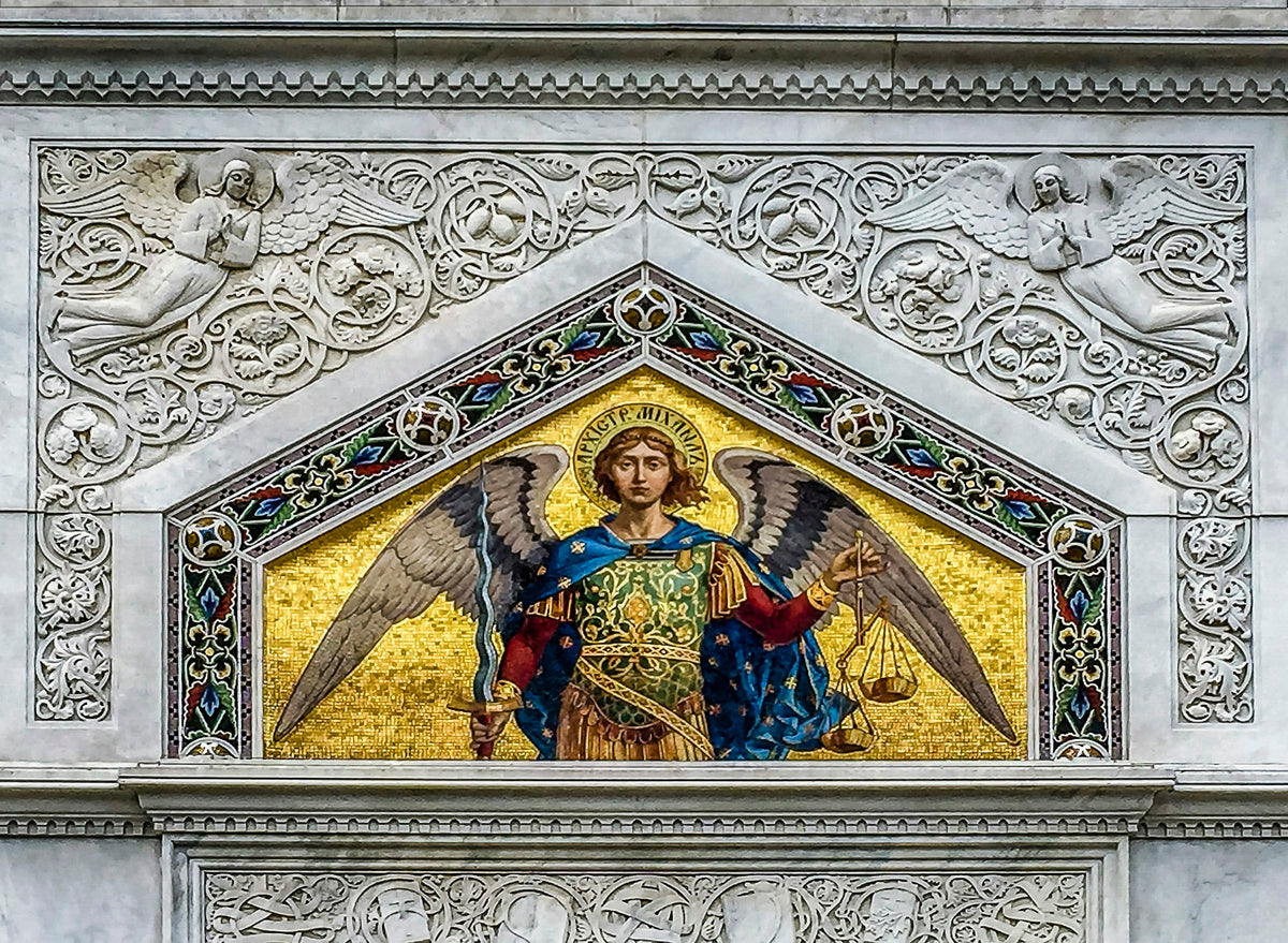 A golden mosaic of Archangel Michael