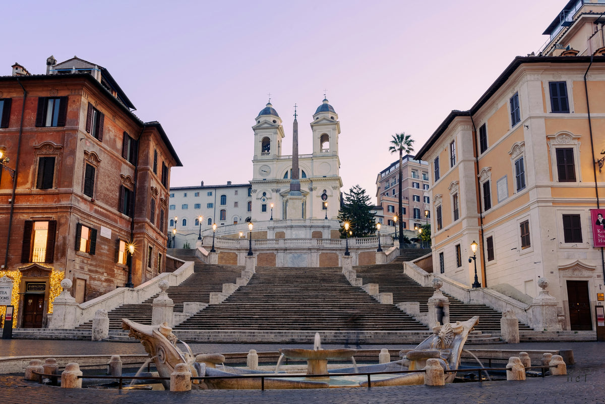 The Spanish Steps and Trinità dei Monti at dawn