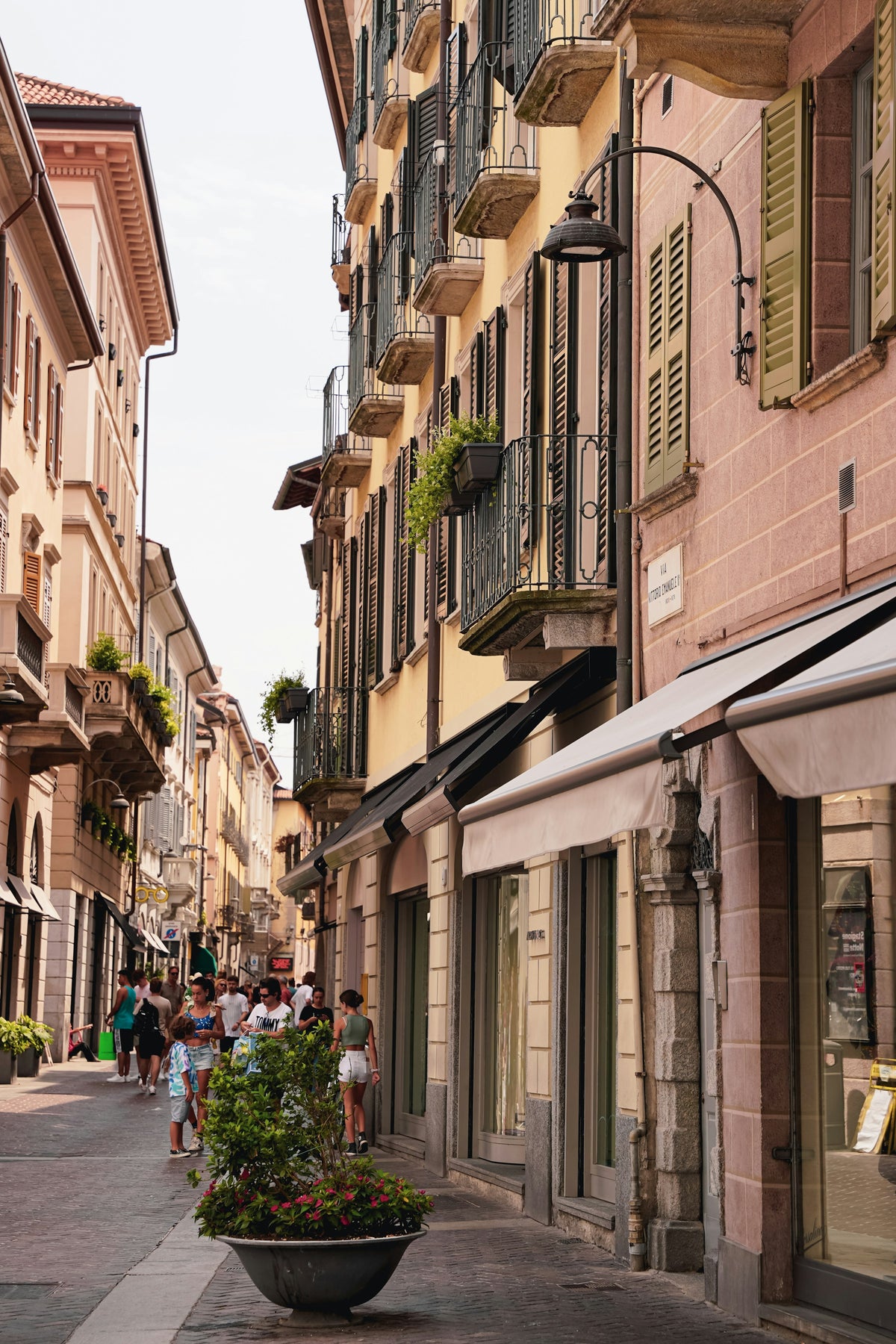 Afternoon stroll down an old-town street