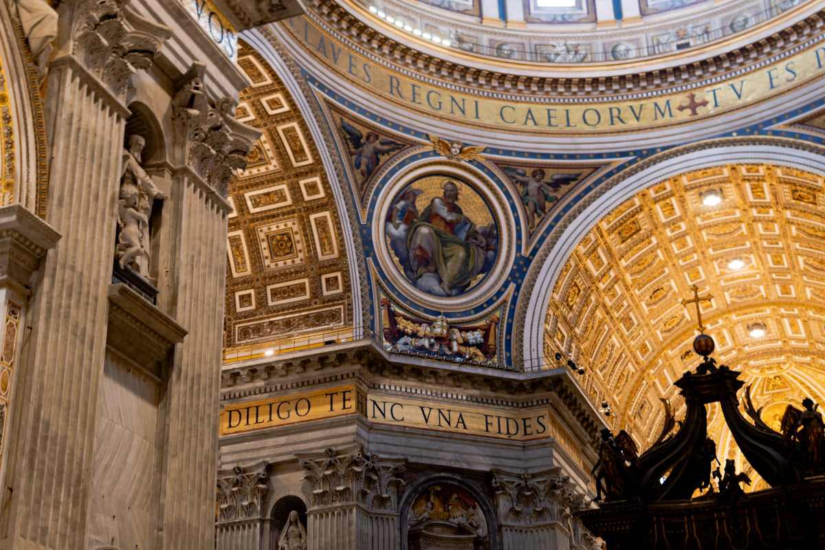 Gilded mosaics and vaults inside St Peter's Basilica
