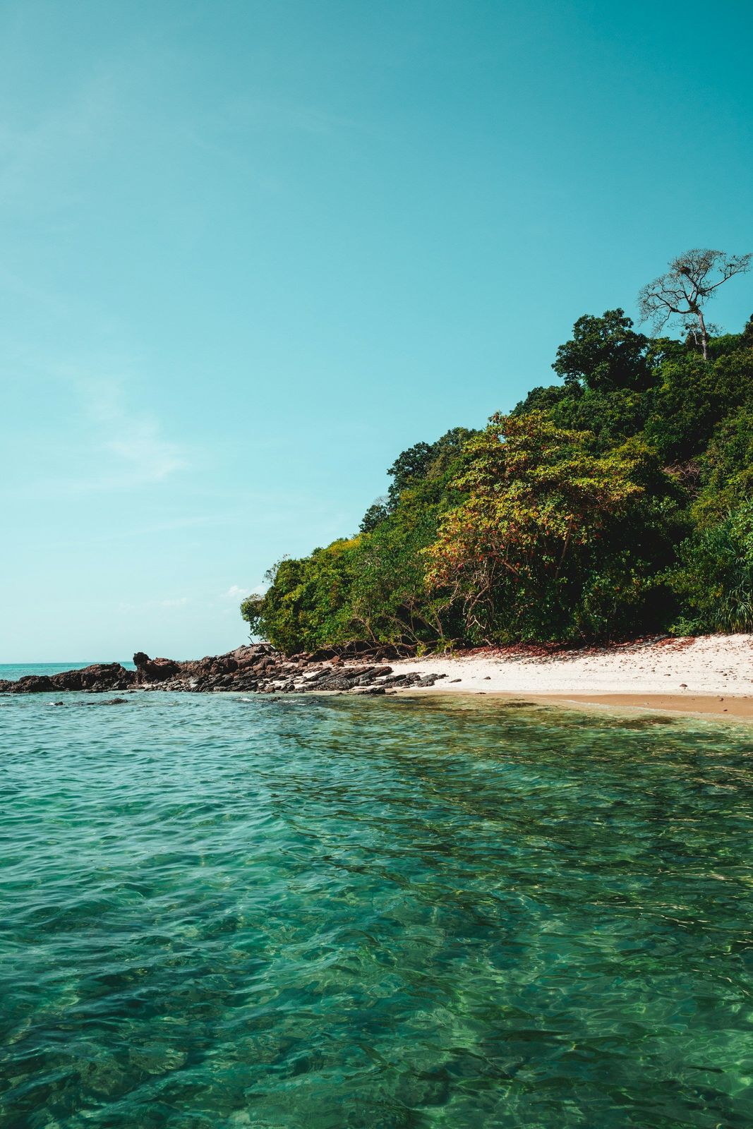 Clear water at Bamboo Beach, at the southern tip of Koh Lanta