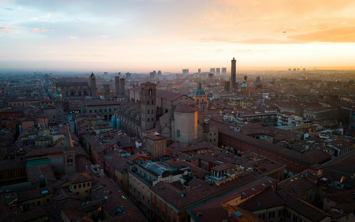 Sunrise over the rooftops of Bologna