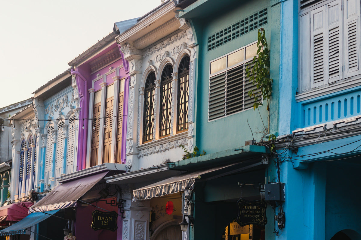 Painted Sino-Portuguese shophouses in Phuket Old Town