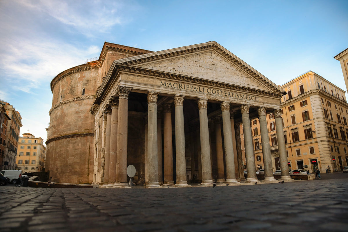 The Pantheon and its granite portico on Piazza della Rotonda