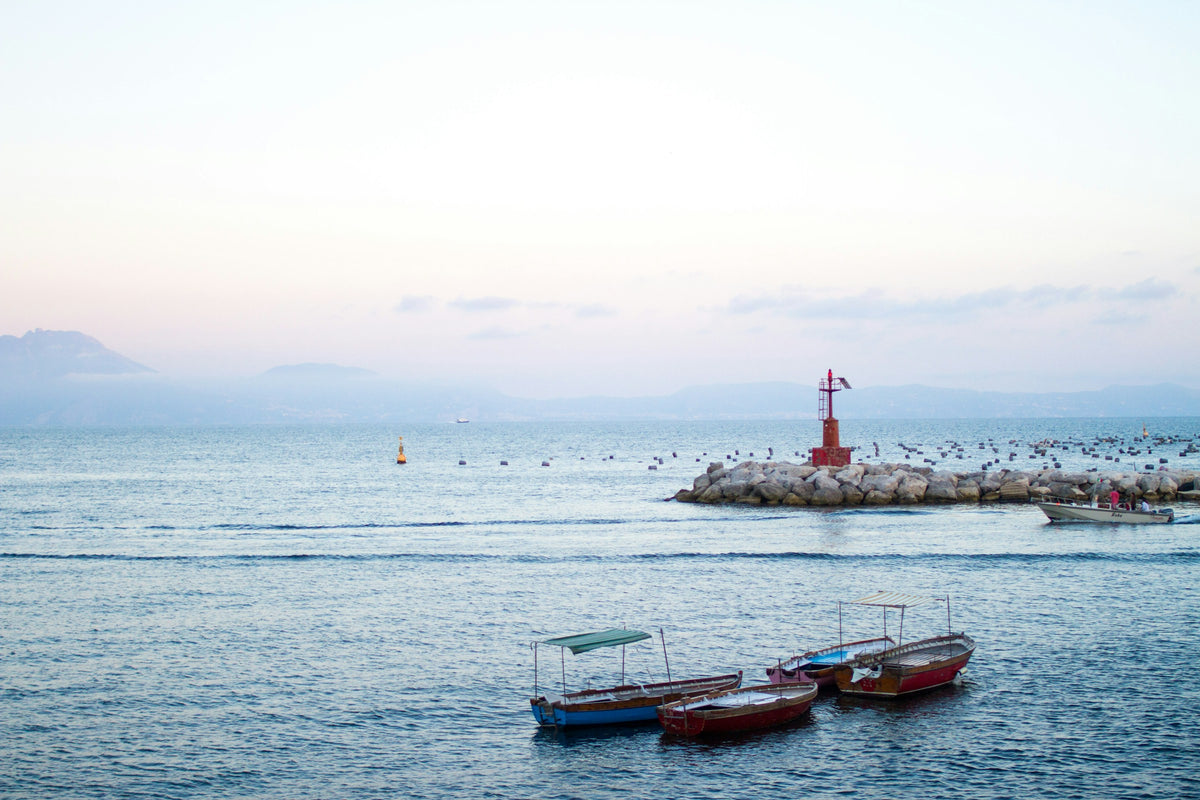 Fishing boats moored off the Naples waterfront