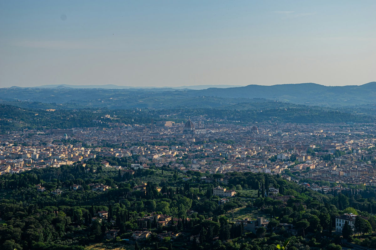 Florence spread across the valley, seen from the hills of Fiesole