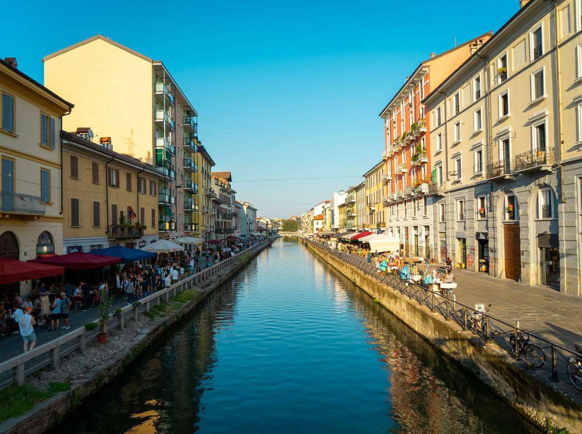 The Navigli canal lined with buildings