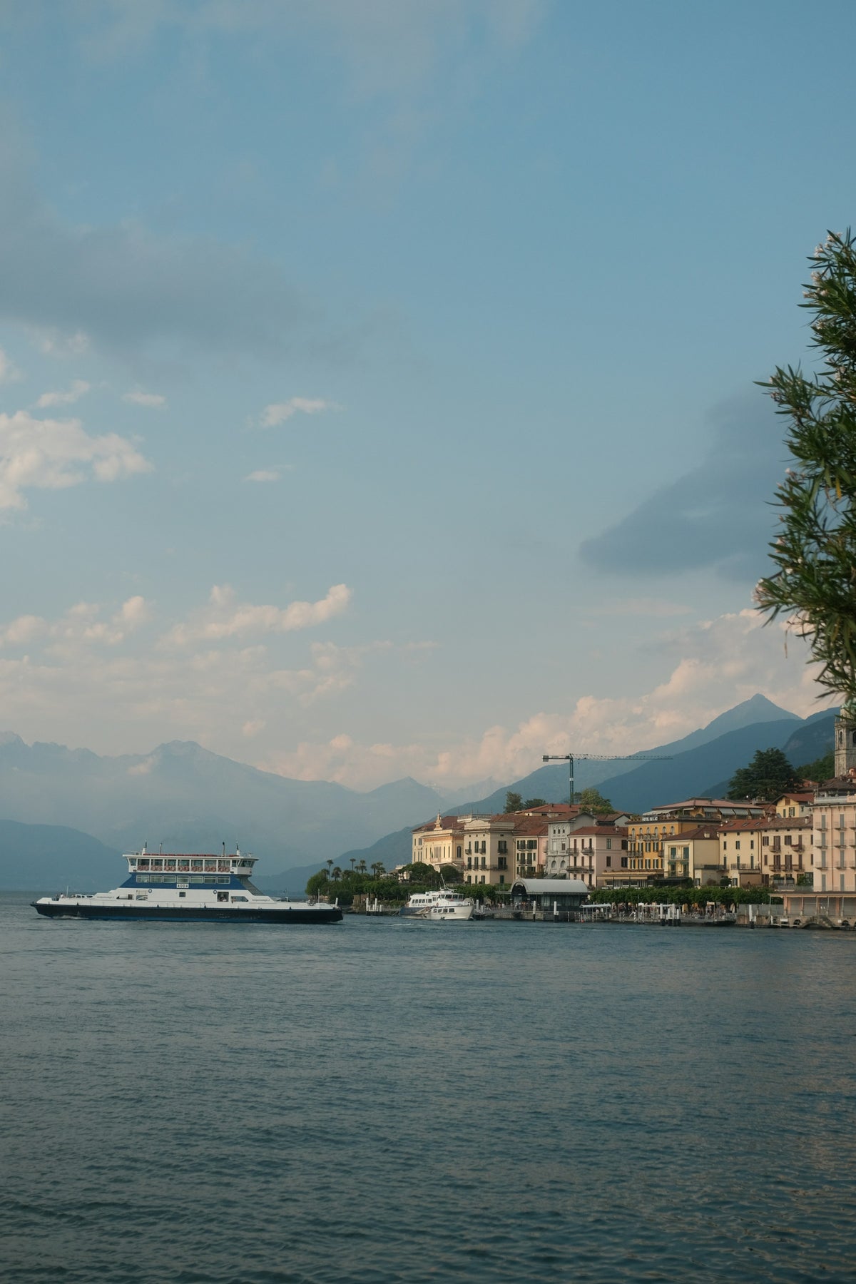 A large lake boat on the water at Bellagio